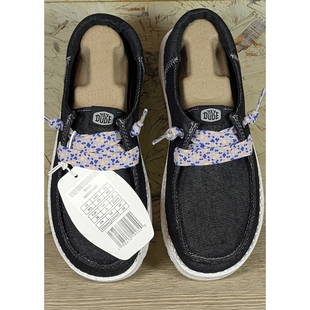 Hey Dude Women's Wendy Funk Friendship Lace Black Denim Size 5 - Picture 8 of 12